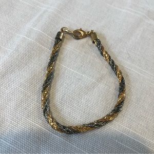 Vintage Gold and Silver Two Tone Twisted Rope Chain Bracelet